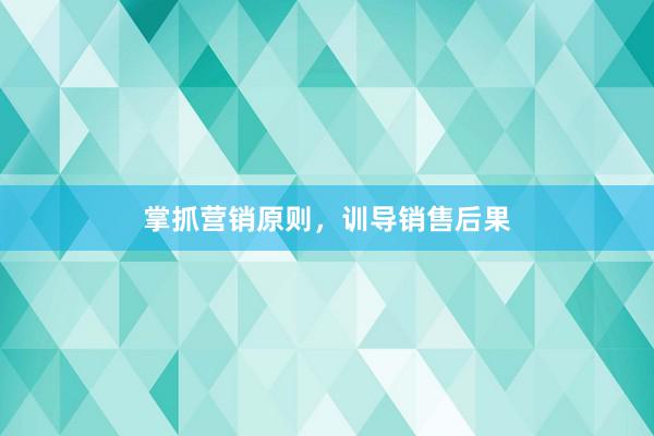 掌抓营销原则，训导销售后果